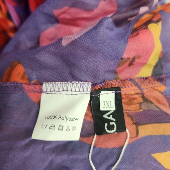 Loragal Vibrant Floral Chic Maxi Dress V- Neckline Wide Sleeves & Open Slit - Picture 14 of 14